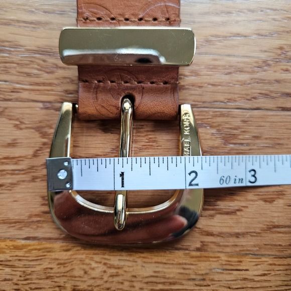 MICHAEL Michael Kors Women's Brown Monogram Embossed Leather Belt Size M - Picture 4 of 12